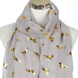 💙 Infinity Scarf: Metallic Horses ~ Gray/Gold