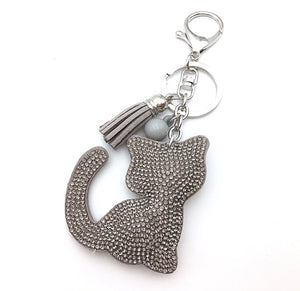 Keychain / bag charm: glitter cat ~ gray 🐱 new 🐱
