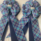 Show Bows: BlueTurquoise Plaid/Navy