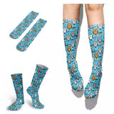 *Boot Socks: Cats Tabbies Turquoise ~ NEW!