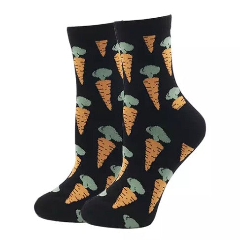 💝 Crew Socks: Carrots ~ Black 🥕