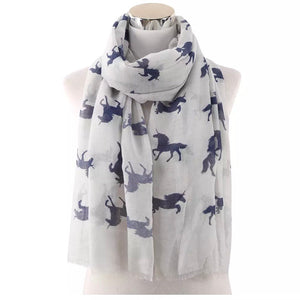 💙 Scarf: Navy Unicorns ~ Gray