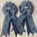 💐 Show Bows: BlueTurquoise Plaid/Navy