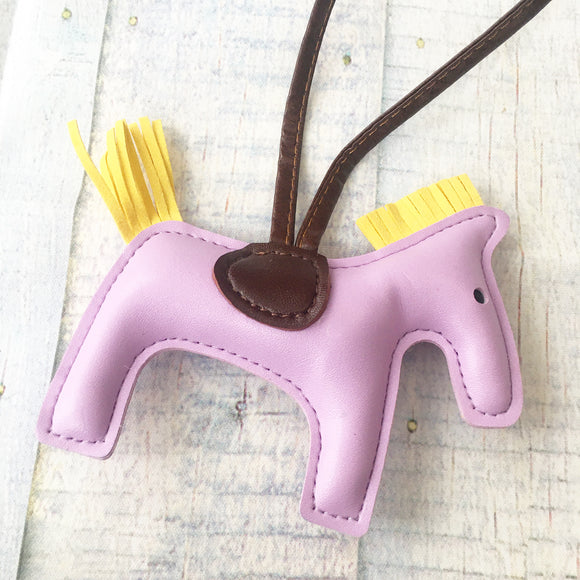 KeyChain / Bag Charm: Loopy Horse ~ Lavender/Yellow