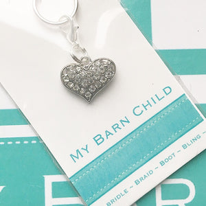 Bridle Charm: Heart ~ Large Crystal ~ White
