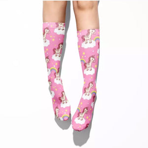 💙 Boot Socks: Unicorns Hot Pink
