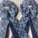 Show Bows: BlueTurquoise Plaid/Navy