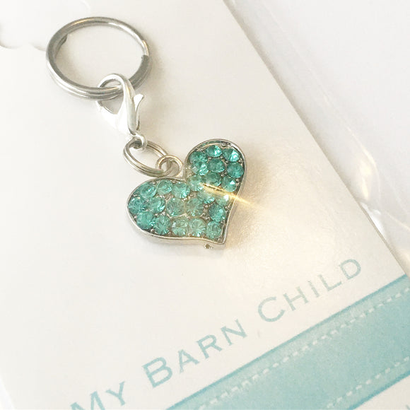 Bridle Charm: Heart ~ Large Crystal Turquoise