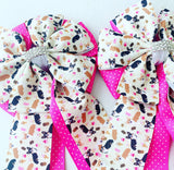 🫶 Show Bows: Corgis on Pink Swiss Dot 💗 NEW