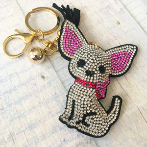 KeyChain / Bag Charm: Chihuahua ~ Sparkle ~ White NEW!