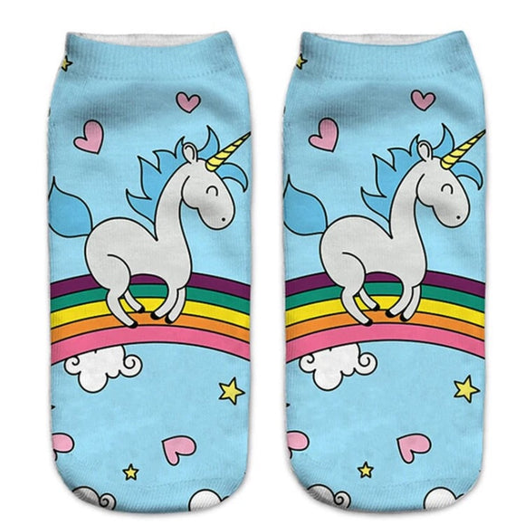 Low/Ankle Socks ~ Unicorns ~ Dancing On A Rainbow